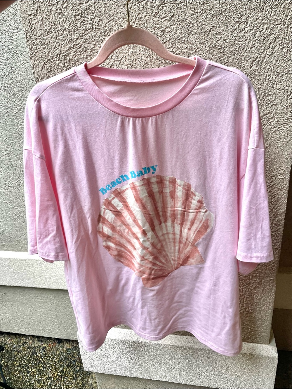 Missguided Beach Baby Pink Seashell Graphic Tee